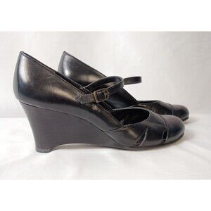Bass Petra Mary Jane Wedge Heels Women’s 7 Black Leather Y2K Vintage Shoes